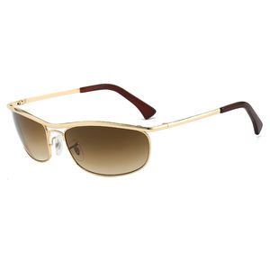 Gafas de Sol Clásicas de Marca de Lujo con Marco Ovalado de Metal Dorado Pulido y Lentes Naranja con Protección UV400 para Hombre y Mujer, en Existencia - Product Image 6