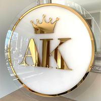 Enseigne personnalisée avec logo d'entreprise, enseigne en acrylique 3D, enseigne ronde pour entreprise, enseigne murale, enseigne de salon, enseigne de réception, enseigne de logo de bureau
