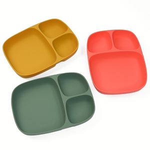 Food Grade Silicone Dinner Plate Mixed Colors <b>Divider</b> Design Soft BPA Free Toddler Kids Mealtime Tableware Wholesale - Product Image 4