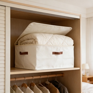 <span class=keywords><strong>Grand</strong></span> sac de rangement robuste en toile épaisse avec fermeture éclair et poignées pour vêtements - Product Image 3