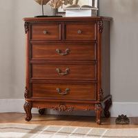 Armoire de chambre à coucher en bois massif rétro, commode de rangement à cinq ou six tiroirs de style américain, ensemble de meubles pour chambre d'hôtel et salon