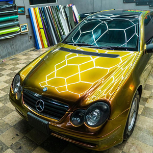 Film de protection de carrosserie automobile en vinyle, effet caméléon brillant, couleur or soleil levant, sans bulles d'air, en rouleaux - Product Image 5