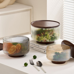 Frutero de Vidrio Blanco de Gran Capacidad con Rayas Verticales, Estilo Moderno, Técnica Pulida, Ideal para Sala de Estar, Tazón para Ensaladas, Frutero Decorativo - Product Image 2