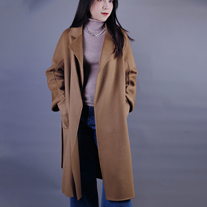 Ventes en gros de manteaux en cachemire double face pour femmes, plusieurs couleurs, élégant manteau d'hiver, manteau en laine mélangée, drapé, grande taille - Product Image 3