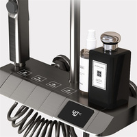Ensemble de robinet de douche Piano Key Gun Gris Système de douche à affichage numérique Robinet de baignoire en laiton 3 modes Douche à main et pulvérisateur de bidet