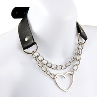 Punk Rock Sm Fétiche Couple Cosplay Choke Bondage Esclave Métal Maid En Cuir Collier De Cou
