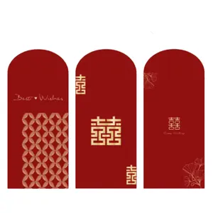 Paket uang merah amplop keberuntungan cetak timbul Logo kustom untuk hadiah kartu Festival pernikahan