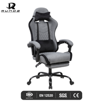 Chaise de jeu ergonomique moderne avec repose-pieds, pivotante, en tissu, réglable en hauteur, dossier haut, chaise de bureau