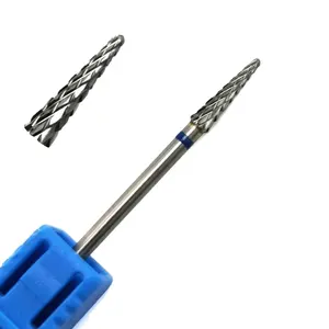 Cutter For Nail Drill HYTOOS Cone Carbide Nails Drill Bit 3/32" Rotary Burr Cuticle Clean Bits Milling Cutter For Manicure Nail Salon Tools