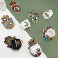Nouvel ensemble de tasses et soucoupes à café turc, design nordique moderne et créatif, jetable, compatible lave-vaisselle et micro-ondes, avec plateau, pour le camping et le thé de l'après-midi