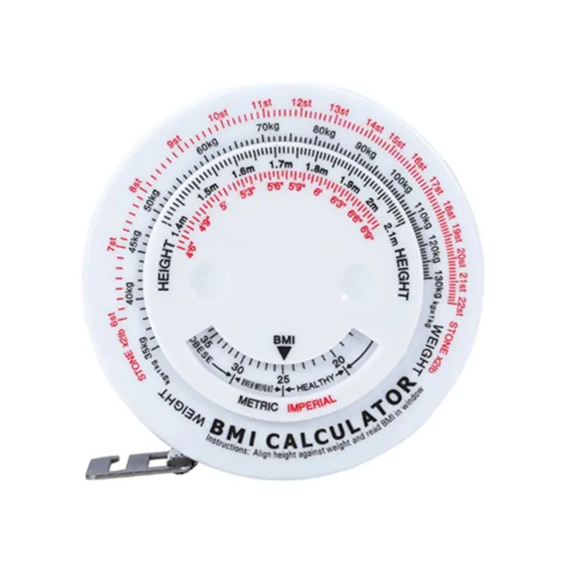 Cinta retráctil de índice de masa corporal Bmi de 150cm para dieta, cinta métrica y calculadora para perder peso, mantenga su regla de belleza corporal