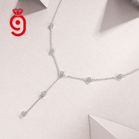 Collier Lariat en Y avec accents de moissanite dispersés, en argent sterling S925, chaîne réglable, bijou délicat et raffiné