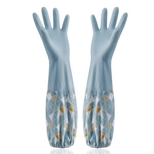 Guantes Domésticos Serie Macaron Serie Morandi de 48 cm, Engrosados, Impermeables, con Forro Polar, para Lavar Platos y Ropa - Product Image 1