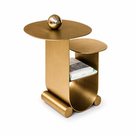 Table d'appoint/bord de canapé créative en acier inoxydable, style luxe léger, double niveau, pour petits espaces, idéale pour canapé/balcon