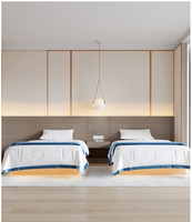 Meubles d'hôtel et d'appartement en bois au design moderne personnalisé, série de meubles de chambre à coucher d'hôtel, lit double, armoire