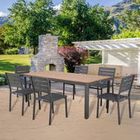 Mobilier d'extérieur moderne pour restaurant Ensemble table et chaises en bois pour repas en plein air pour jardins et patios