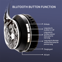 B1 Graffiti Over-Ear Bluetooth Oordopjes met FM Radio & Microfoon voor Reizen, Gaming, Zachte Oorkappen, Opvouwbaar, AUX Bedraad + Draadloze Oordopjes