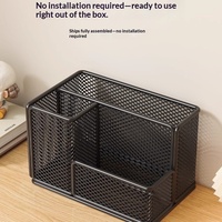 Organiseurs de bureau en maille, porte-stylos, porte-crayons pour bureau, organisateur de fournitures de bureau en métal à 3 compartiments pour l'école, la maison et le bureau