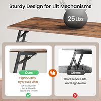 Table basse relevable avec rangement, design farmhouse, meubles de salon, bois d'ingénierie, étagères réglables, noir, fabriqué en Chine