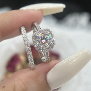 Bộ nhẫn cưới nữ Moissanite lấp lánh chất lượng cao, màu D, VVS, 1 carat, bạc S925, dành cho cặp đôi - Product Image 2