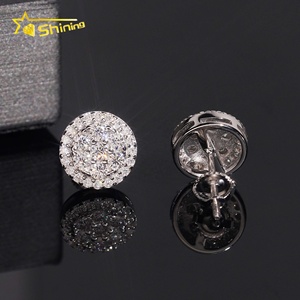 Bijoux en moissanite, <span class=keywords><strong>argent</strong></span> sterling 925, plaqué or, boucles <span class=keywords><strong>d</strong></span>'oreilles à visser, serties de diamants glacés, style hip-hop - Product Image 5