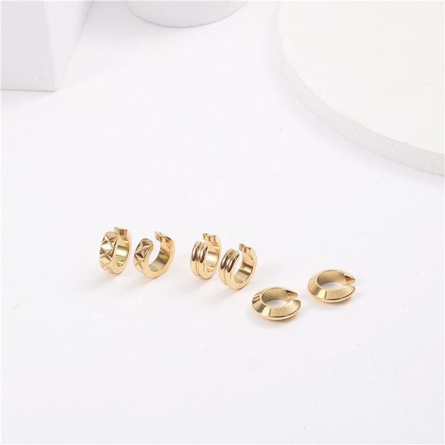 High Quality Stainless Steel PVD Gold Plated No Ear Piercing Holes Wearing Earrings Ear Cuffs