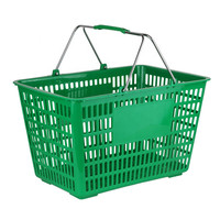 Panier de courses en plastique à double poignée, capacité 30L, durable, facile à transporter