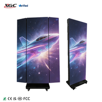 Écran d'affichage LED pliable triple P1.2 P2.5 pour publicité numérique mobile en centre commercial, magasin de vêtements, stand d'exposition, réception