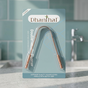 Dhanthal Copper Tongue <b>Cleaner</b> Double Handle With Round Edges And Better Grip <b>For</b> Oral Care - Product Image 1
