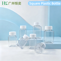 Bouteille en plastique PET transparente carrée de 80 ml, 100 ml, 150 ml, 200 ml, 300 ml