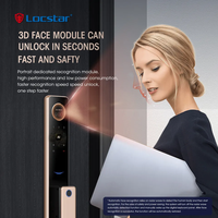 Locstar Interphone vidéo multifonction à reconnaissance faciale 3D, serrure intelligente en bronze doré avec caméra pour portes en bois