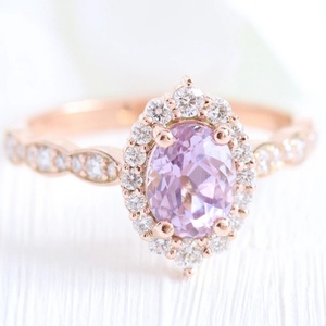 Anillo de Plata de Ley 925 Estilo Medio Oriente, Anillo de Compromiso Color Lavanda, Anillo de Promesa en Oro Rosa - Product Image 3