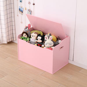 Banco de Almacenamiento de Juguetes de Madera Rosa para Niños con Bisagra de Seguridad - Organizador Multifuncional para Sala de Juegos, para Libros y Juguetes - Product Image 2