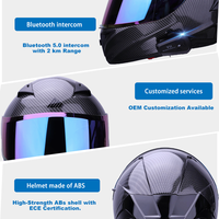 Casques de moto intégraux intelligents en fibre de carbone de haute qualité avec Bluetooth pour la course, vente en gros OEM