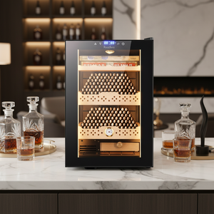 ตู้เก็บซิการ์ <span class=keywords><strong>Bacchus</strong></span>/Barkes พร้อมไฟ LED สีดำ ควบคุมอุณหภูมิและความชื้นแบบอิเล็กทรอนิกส์ ระบายความร้อนด้วยอากาศ ทำจากไม้ซีดาร์สีแดง - Product Image 4