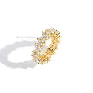 Hip-hop Copper Zircon Flower <b>Ring</b>, Women's Flower <b>Ring</b>, Index <b>Finger</b> <b>Ring</b>. - Product Image 5