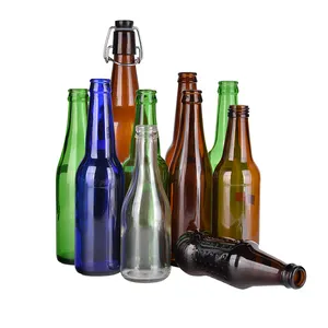 12oz ambre clair personnalisé jus bouteille en verre bouteille de bière 330ml vert bleu bouteille de bière avec couvercle