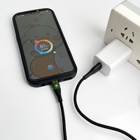 Lumière LED Ligne Tressée Vente en Gros Haute Qualité 1m USB A USB C Type C Câble de Données Lumineux Charge Rapide Câble de Transfert de Données Type C
