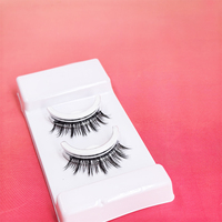 Cils artificiels de haute qualité à presser, effet 3D naturel œil de chat, cils en bande pré-collés personnalisés, fibre PBT coréenne, bande en coton