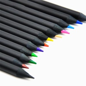 Crayons de couleur en bois <span class=keywords><strong>noir</strong></span> personnalisables avec logo, lot de 12 pièces pour enfants, best-seller - Product Image 4