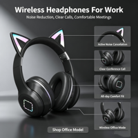 OEM ODM Nirkabel untuk Headset Bluetooth dengan Daya Tahan Baterai Lama dan Desain Telinga Kucing
