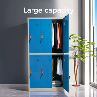 Casier de vestiaire de gym JSX L-04 bleu à 6 portes en acier robuste, épaisseur 0,5-1,0 mm, écologique, durable, avec serrure à clé, structure assemblée