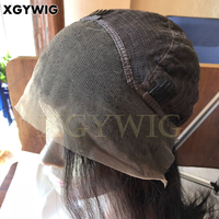 Stok 24 "coklat tua 100% rambut manusia Remy India harga pabrik murah datang dalam semalam Wig renda depan lurus halus