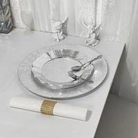 Assiettes de présentation en plastique argenté de luxe, style vintage, pour mariages, hôtels et fêtes