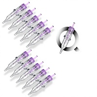 Aiguille de tatouage DQFART, cartouche violette pour maquillage permanent, aiguille à sourcils 0,35 mm, modèle TN-03-10, sans alimentation électrique requise, lot de 10