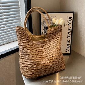 Verano elegante paja para mujer 2025 nueva moda tejida de gran capacidad bolso de playa de viaje - Product Image 6