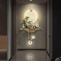 Usine directe de Yiwu nouvelle décoration murale de maison LED 3D avec arbre artificiel, art en métal, peintures d'animaux de paysage de lumière acrylique
