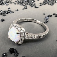 Bague en argent sterling véritable 925 plaqué rhodium Exquisite Natural White Opal Gemstone Romantic Wedding Anniversary Gift