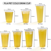 Gobelet en plastique transparent PET jetable pour thé au lait, café glacé, avec logo personnalisé, diamètre 90 mm, 15 oz