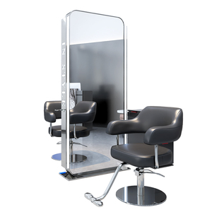 Specchio illuminato di alta gamma per saloni di parrucchieri e postazione per taglio capelli, specchio da terra singolo e bifacciale per acconciature. - Product Image 6